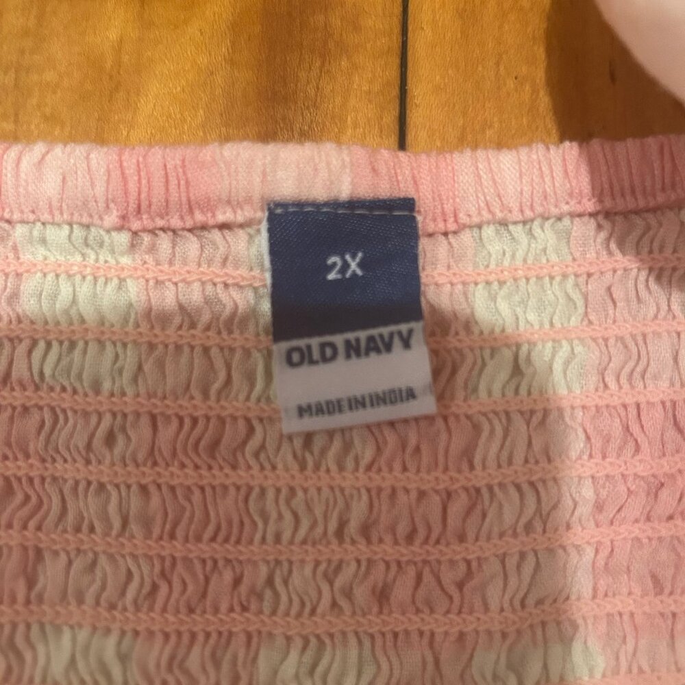 NWT Old Navy Sz 2X Pink Gingham Smocked Coquette Cottagecore Blouse - Picture 6 of 9